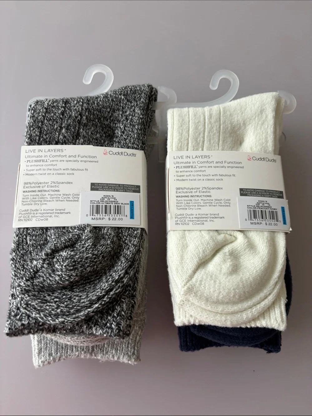NWT Cuddl Duds 4 Pair Socks